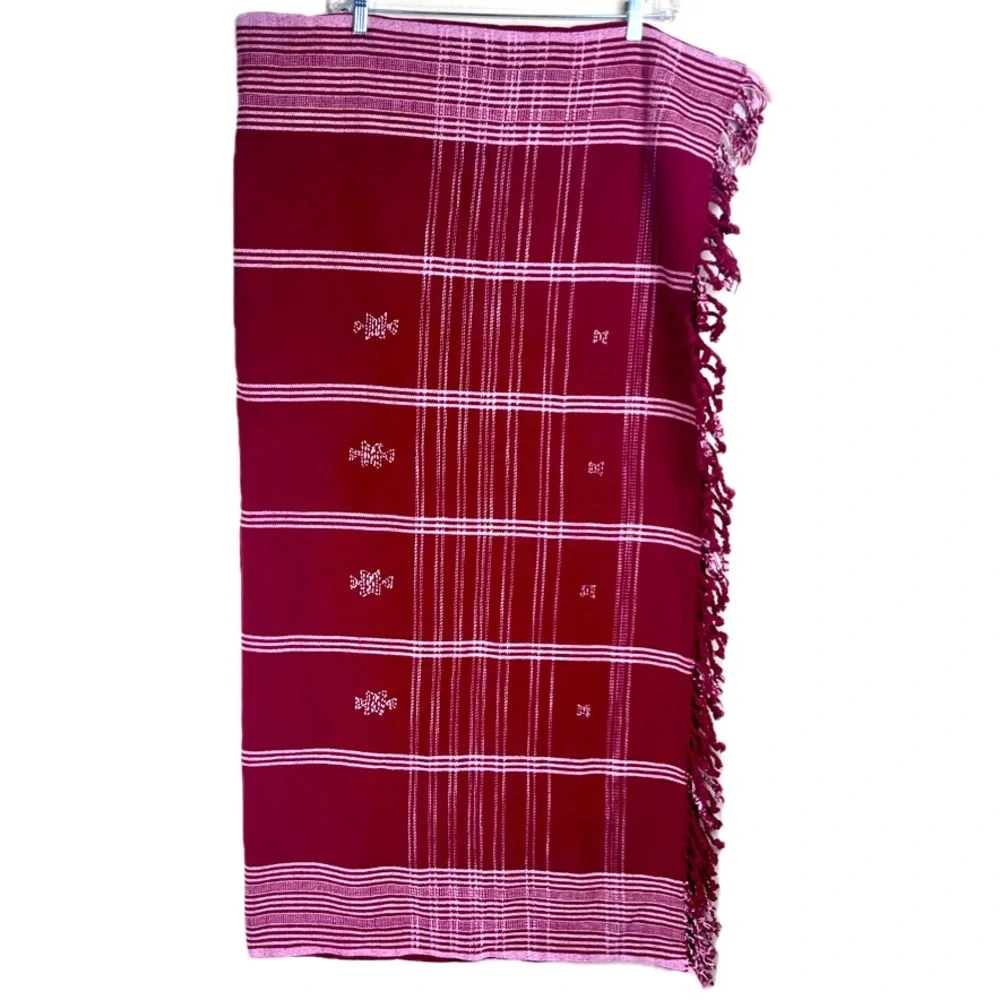 Pottery Barn Table Cloth Throw Watson Red Plaid 50x50 100% Cotton Holiday Classi